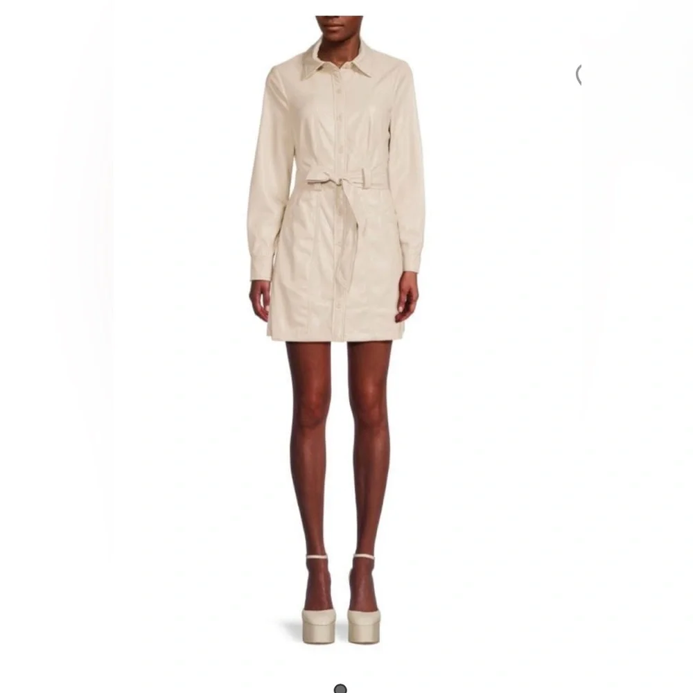 Jonathan Simkhai standard Karlee vegan leather belted waist tie mini dress - Picture 1 of 8